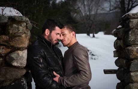 American husky guy Billy Santoro and german hunk Alexander Gustavo shows a muscle body outside