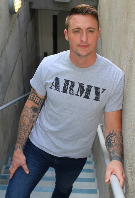 American well-built Dane Stewart having a pleasure in shower