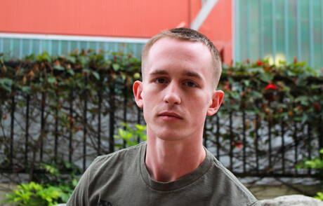 Beefy Kevin Texas posing nude outside