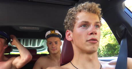 Kevin, Adam, Joel Birkin, Bastian Dufy, Pip Caulfield, Sven, Eluan, Joaquin, Justin, Jerome Exupery, Jeff Mirren in gangbang scene in kitchen