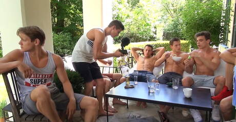 Jeff Mirren and lot of sweet young gays kissing and showing cocks