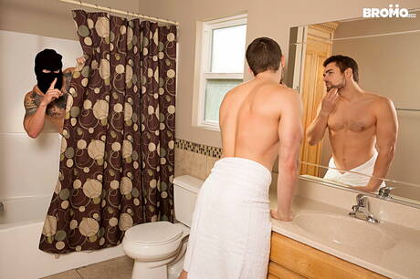 Hot americans, bodybuilder Brad Powers and hairy stud Griffin Barrows banged each other in bath