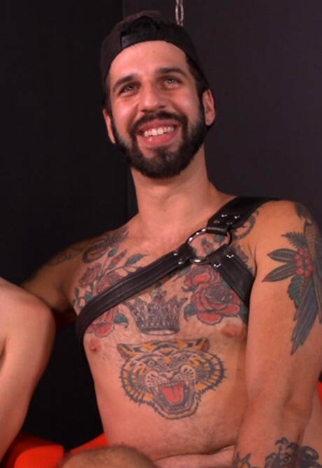 Canadian strongman Romeo Davis and husky guy Silas Everwood in hard bdsm sex scene