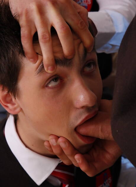 Students Deon Fox, Drew Paskin, John Core trying deepthroat and face cum