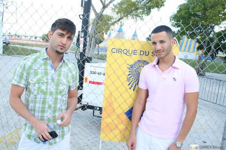 Hunky guy Michael Dora fuck after dick sucking outdoor