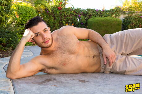 Hunk Jess and american tough guy Manny fuck after blowjob at pool