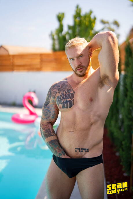 Sean Cody performers Blake Brysen Clark Reid Eddie Burke and Axel in sex orgy at pool and in fitness