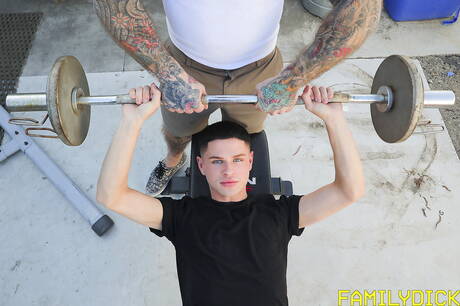 Two american boys mature bear Jack Dixon and beautiful boy Dylan Hayes have a hot sex outside