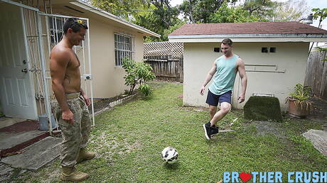 British tough guy Michael Boston and american stud Ryan Pitt banged each other outside