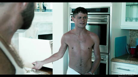 Hot american boys twink Dylan Hayes and gay bear Joel Someone in hot ass fuck action in kitchen