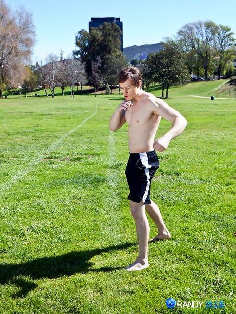 Tough guy Max Steel jerk off outdoor