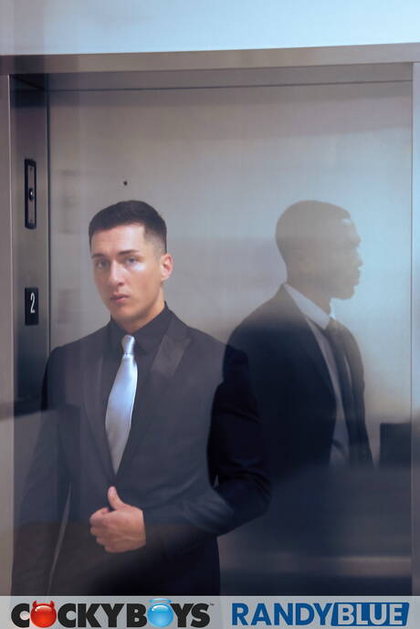 Two american dudes tough guy Sean Xavier and muscular Tristan Hunter in black on white love after beach walk