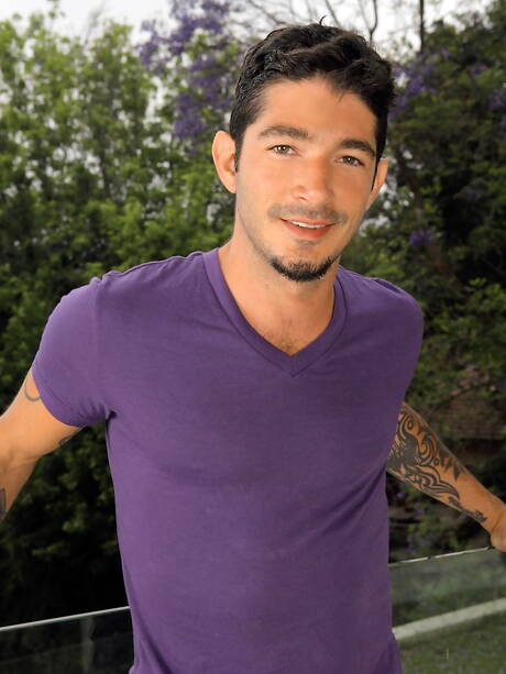 American stars sensual dude Danny Harper and sexy guy Johnny Hazzard in hard anal sex outside