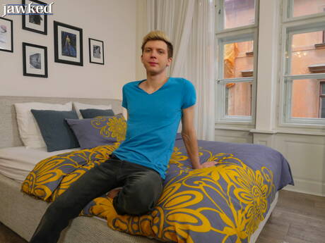 Czech beautiful boy Josh Cavalin posing naked and showing tight butt